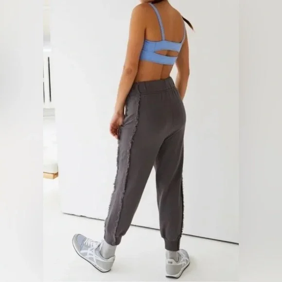 Free People Movement Where The Wind Blows Grey Fringe Jogger Sweatpants Size XS - Picture 5 of 13